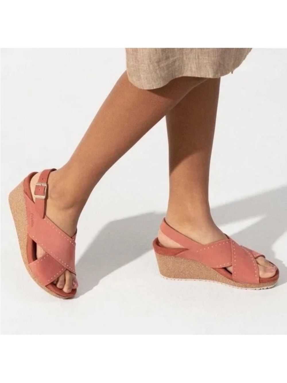 Birkenstock Papillio 39 US 8 Samira Rivets Earth Red Nubuck Wedge Sandals
